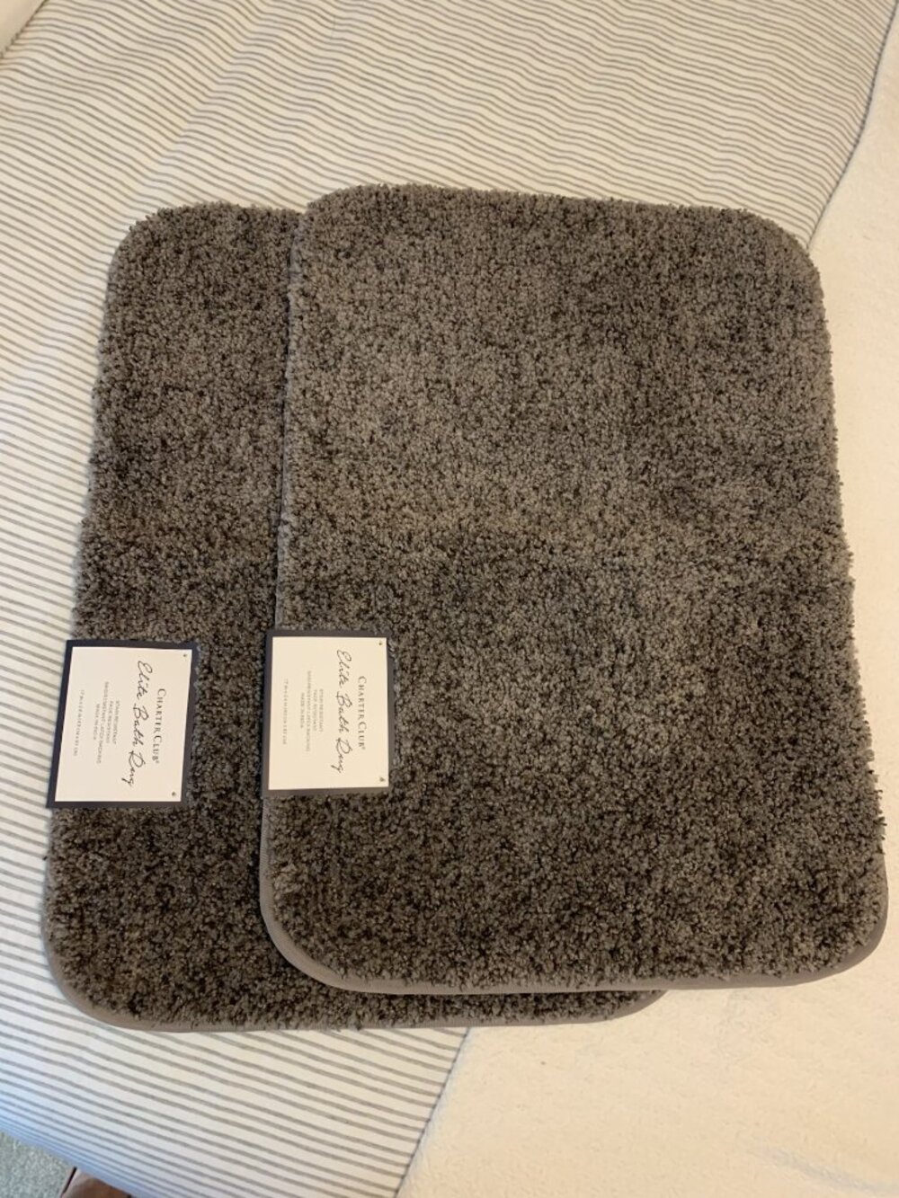Charter Club Elite Bathmat Set of 2 Charcoal Gray NWT